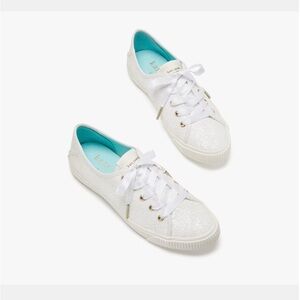 Kate Spade Trista Optic White Glitter Keds Sneakers